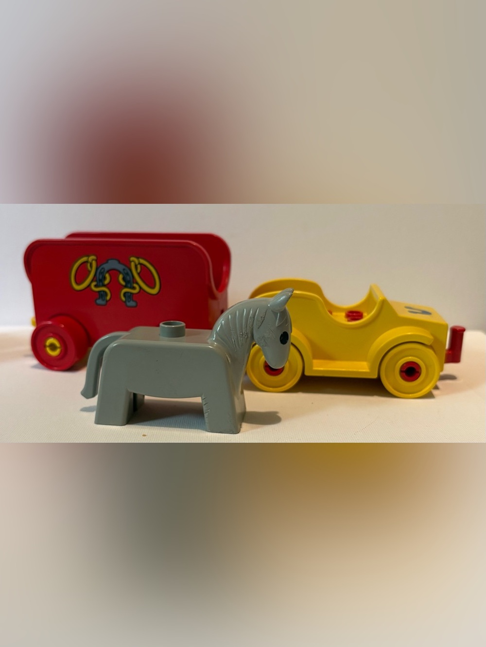 Vintage 1980 Lego Duplo Rodeo 2627 Horse Trailer and Car Cowboy toy